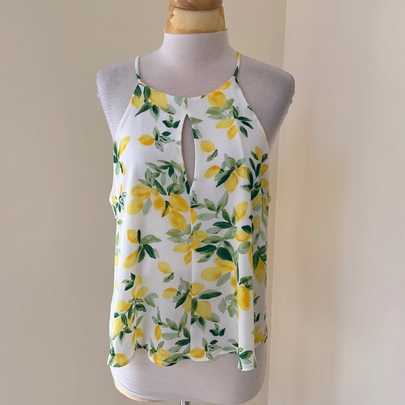 altar’d state large lemon print tank top. - Picture 1 of 8